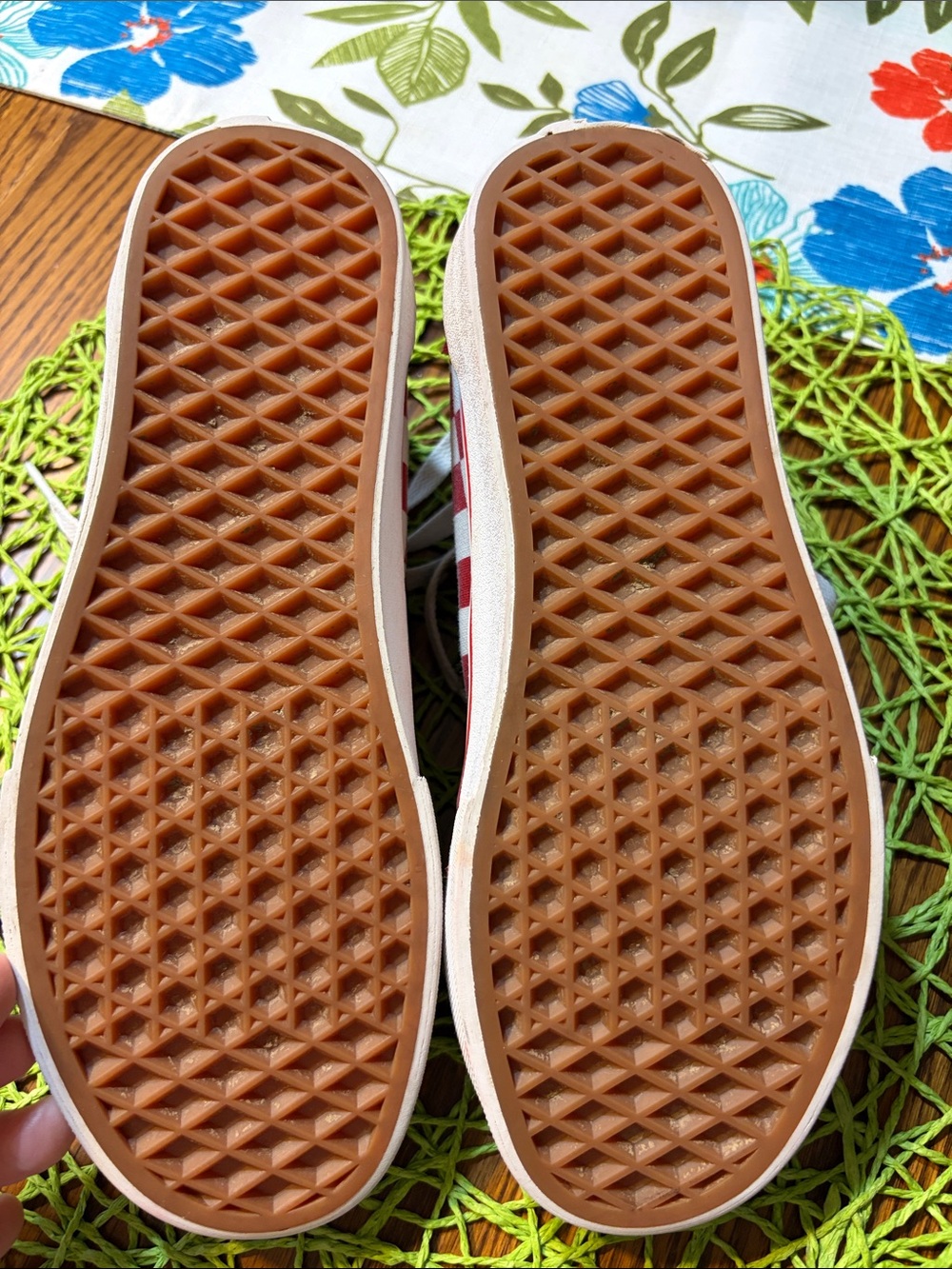 Vans Red and White Checkerboard Old Skool Sneakers - Picture 5 of 8